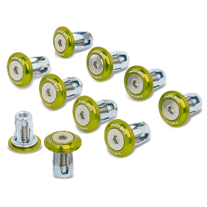 NRG 10PC Rivets for Metal Bumper Trunk Lid Fender Washer Light Green/Silver Bolt-Washer-BuildFastCar