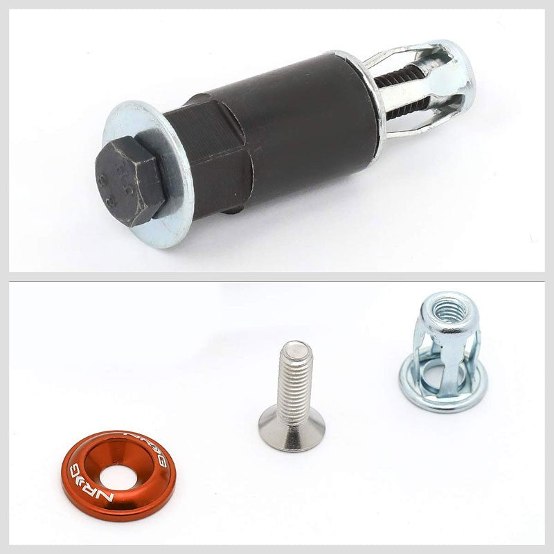 NRG 10PC Rivets for Metal 20MM Bumper Trunk Fender Washer Kit Orange/Silver Bolt