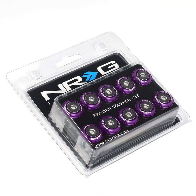 NRG 10PC Rivets for Metal 20MM Bumper Trunk Fender Washer Kit Purple/Silver Bolt
