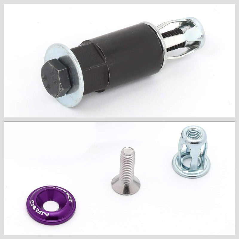 NRG 10PC Rivets for Metal 20MM Bumper Trunk Fender Washer Kit Purple/Silver Bolt