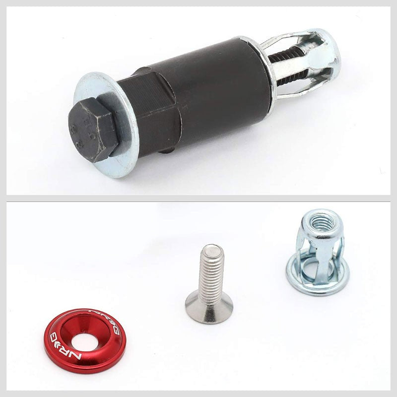 NRG 10PC Rivets for Metal 20MM Bumper Trunk Fender Washer Kit Red/Silver Bolt