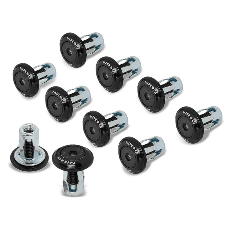 NRG 10PC Rivets for Plastic 20MM Bumper Trunk Lids Fender Washer Kit Black/Bolt-Washer-BuildFastCar