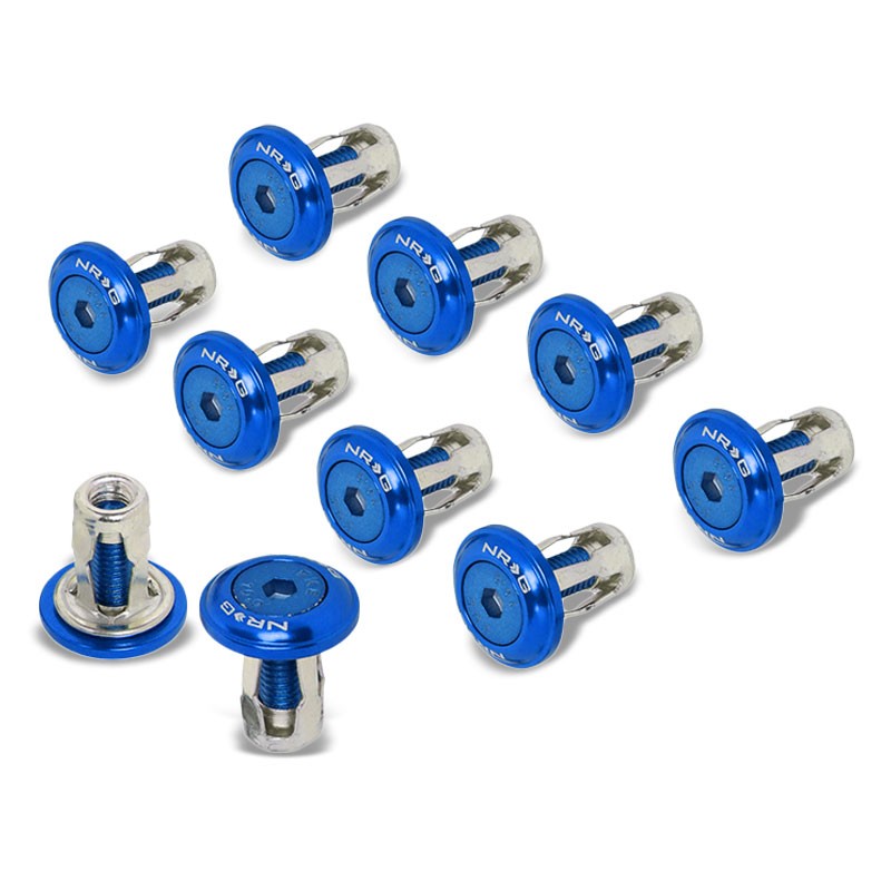 NRG 10PC Rivets for Plastic 20MM Bumper Trunk Lids Fender Washer Kit Blue/Bolt-Washer-BuildFastCar