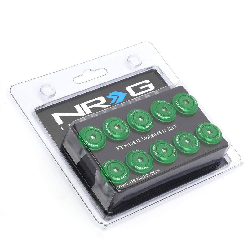 NRG 10PC Rivets for Plastic 20MM Bumper Trunk Lids Fender Washer Kit Green/Bolt-Washer-BuildFastCar
