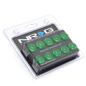 NRG 10PC Rivets for Plastic 20MM Bumper Trunk Lids Fender Washer Kit Green/Bolt-Washer-BuildFastCar