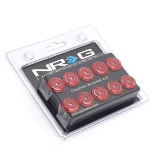 NRG 10PC Rivets for Plastic 20MM Bumper Trunk Lids Fender Washer Kit Red/Bolt-Washer-BuildFastCar
