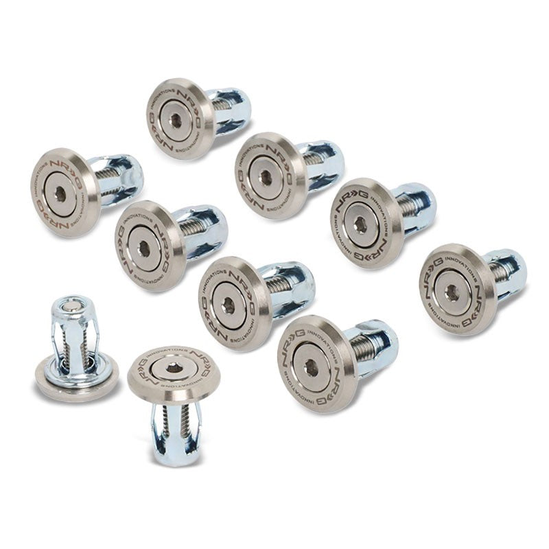 NRG 10PC Rivets for Plastic Bumper Fender Washer Stainless Steel/Silver Bolt-Washer-BuildFastCar