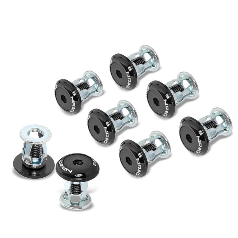 NRG 8PC Rivets 24MM Bumper Trunk Lids Fender Washer Black Bolt Washer