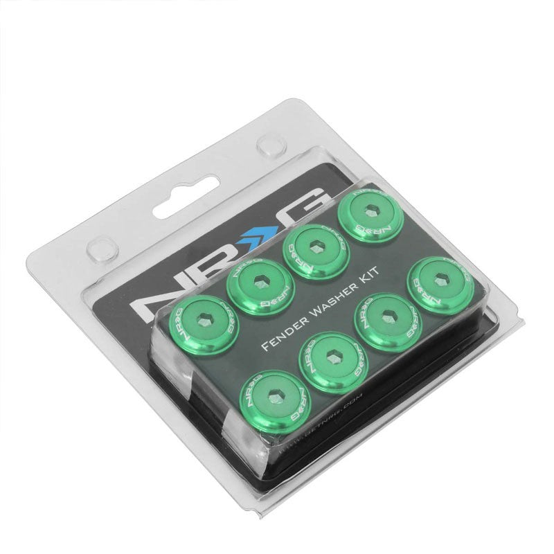 NRG 8PC Rivets for Plastic 20MM Bumper Trunk Lids Fender Washer Kit Green/Bolt-Washer-BuildFastCar