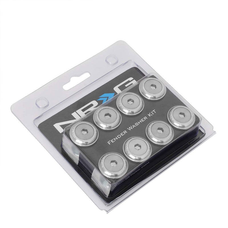 NRG 8PC Rivets for Plastic 20MM Bumper Trunk Lids Fender Washer Kit Silver/Bolt-Washer-BuildFastCar