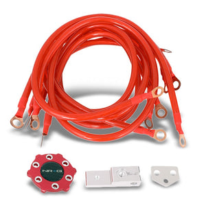 NRG Innovations GK-100RD Red 6-Point Ground Wire System Cable Grounding Kit-Engine Electronics-BuildFastCar-BFC-NRG-GK-100RD