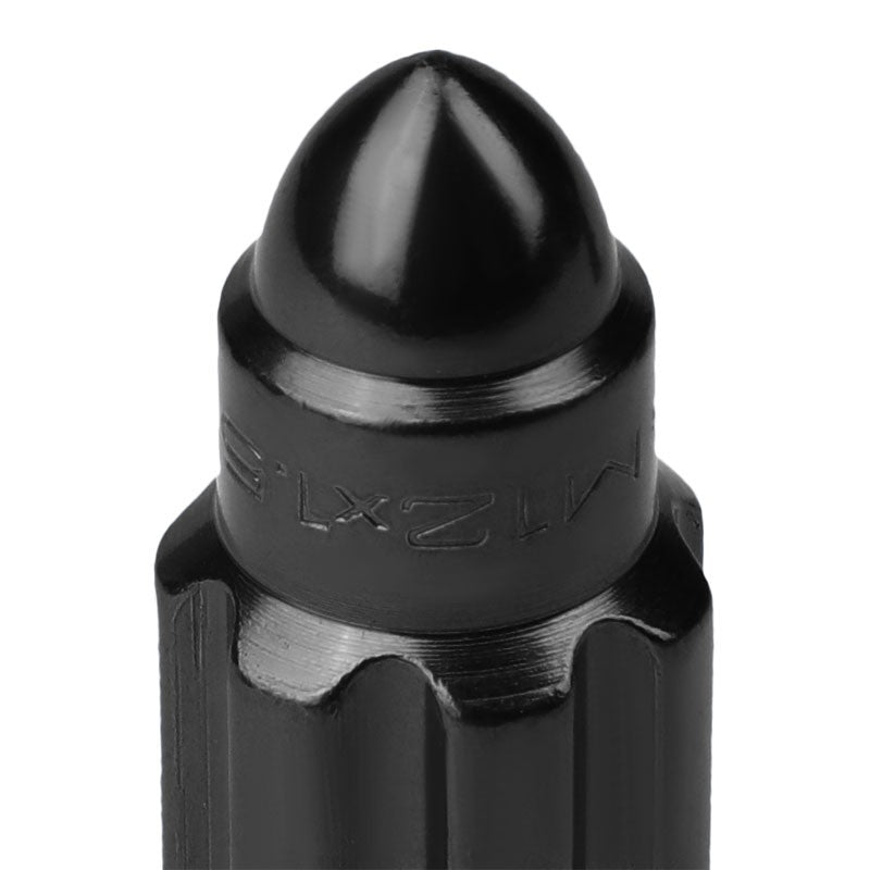 NRG Black Bullet Shape M12x1.5 Solid Steel Wheel/Rim Lock Lug Nuts+Adapter Key-Car & Truck Wheels-BuildFastCar