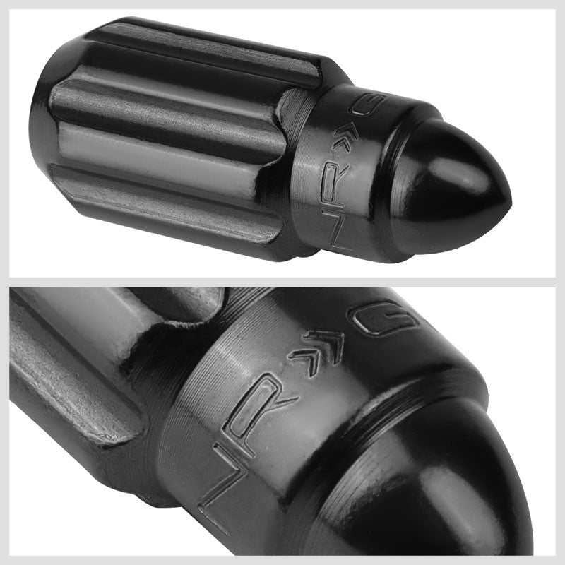 NRG Black Bullet Shape M12x1.5 Solid Steel Wheel/Rim Lock Lug Nuts+Adapter Key-Car & Truck Wheels-BuildFastCar