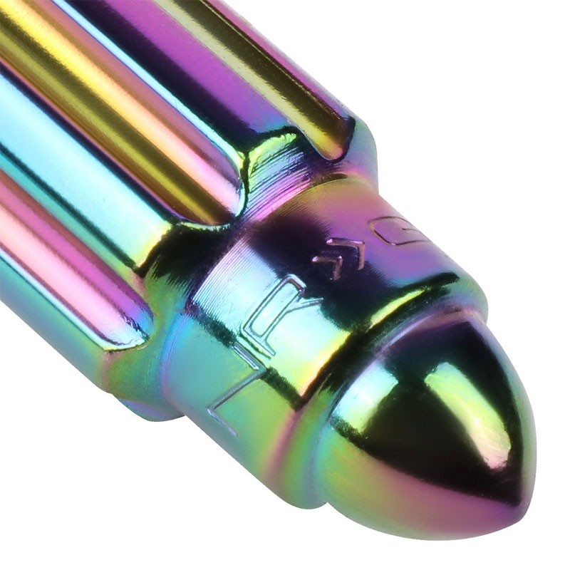 NRG Neo Chrome Bullet Shape M12x1.5 Steel Wheel/Rim Lock Lug Nuts+Adapter Key-Car & Truck Wheels-BuildFastCar