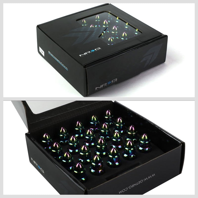 NRG Neo Chrome Bullet Shape M12x1.5 Steel Wheel/Rim Lock Lug Nuts+Adapter Key-Car & Truck Wheels-BuildFastCar