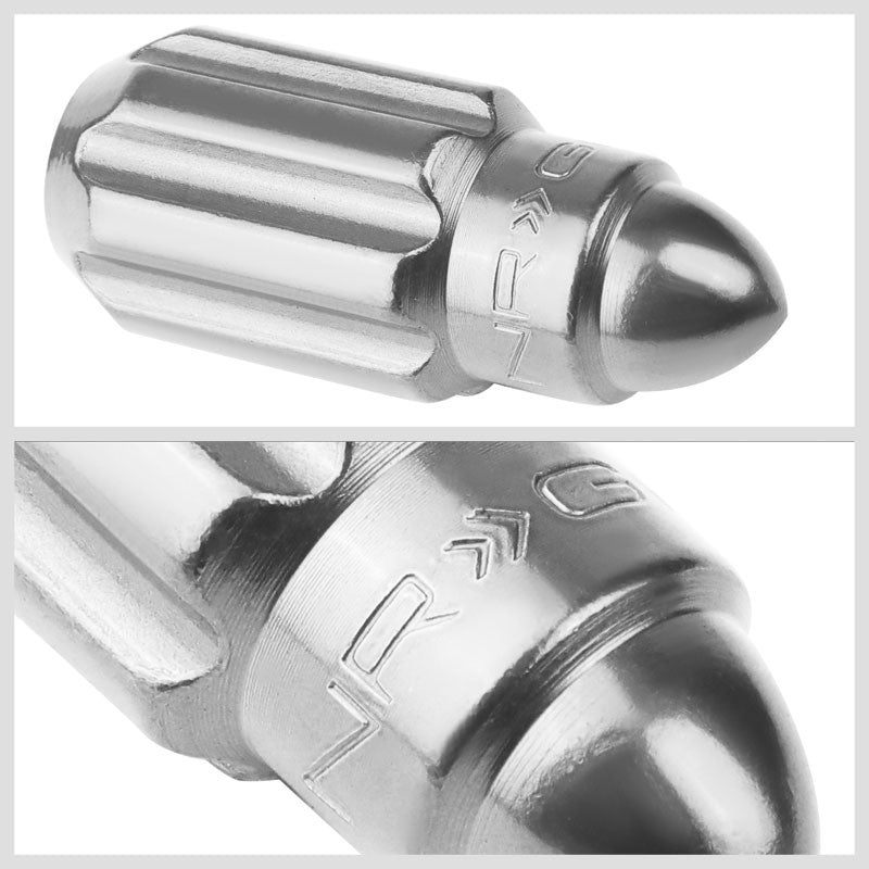 NRG Silver Bullet Shape M12x1.5 Soild Steel Wheel/Rim Lock Lug Nuts+Adapter Key-Car & Truck Wheels-BuildFastCar