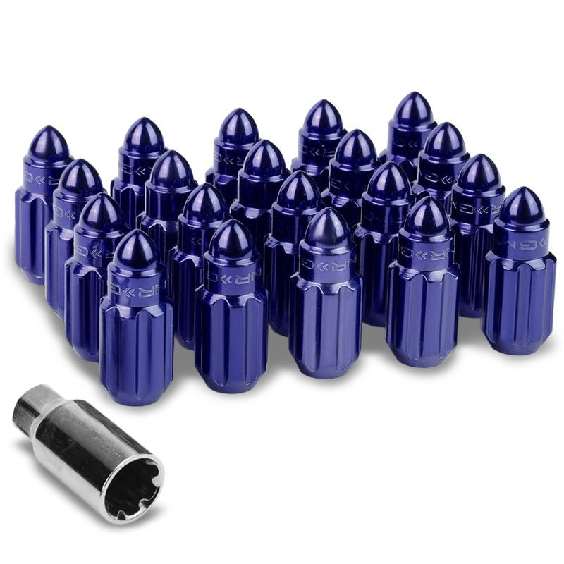NRG Blue Bullet Shape M12x1.25 Solid Steel Wheel/Rim Lock Lug Nuts+Adapter Key-Car & Truck Wheels-BuildFastCar