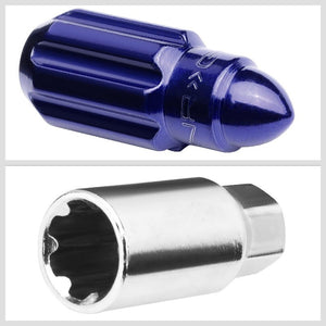 NRG Blue Bullet Shape M12x1.25 Solid Steel Wheel/Rim Lock Lug Nuts+Adapter Key-Car & Truck Wheels-BuildFastCar