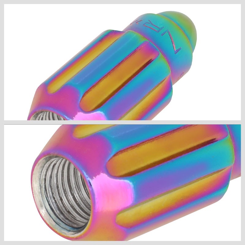 NRG Neo Chrome Bullet Shape M12x1.25 Steel Wheel/Rim Lock Lug Nuts+Adapter Key-Car & Truck Wheels-BuildFastCar