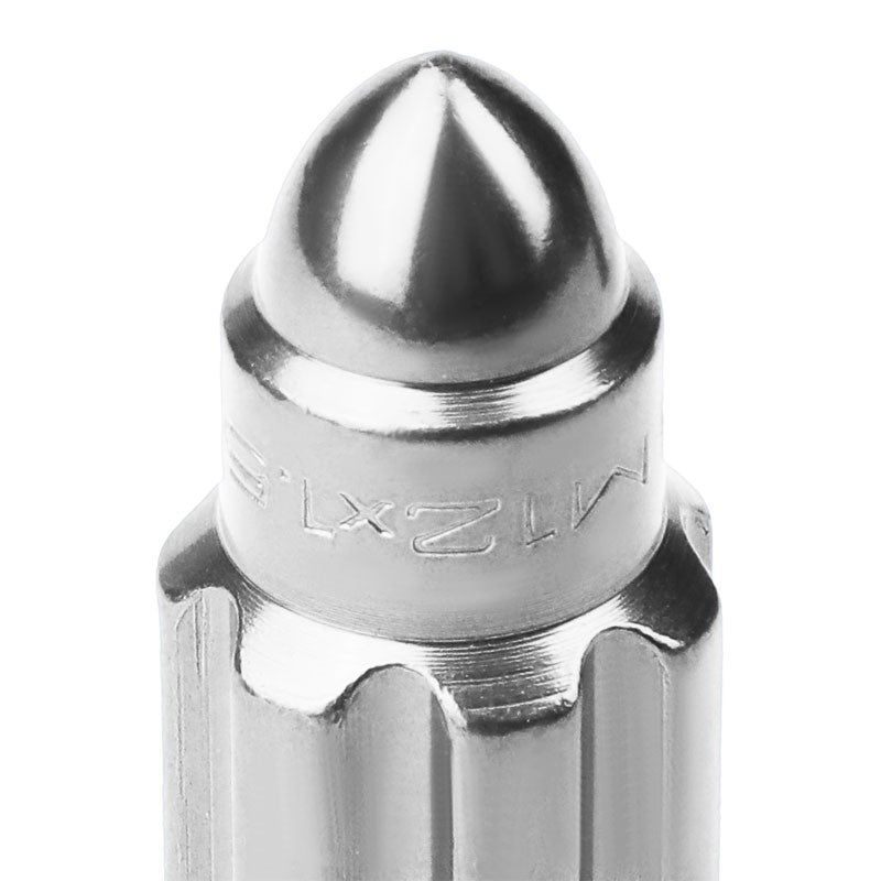 NRG SIlver Bullet Shape M12x1.25 Steel Wheel/Rim Lock Lug Nuts+Adapter Key-Car & Truck Wheels-BuildFastCar