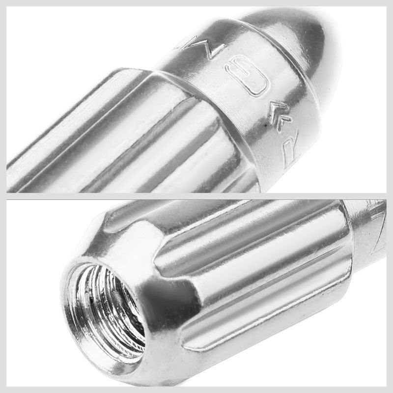 NRG SIlver Bullet Shape M12x1.25 Steel Wheel/Rim Lock Lug Nuts+Adapter Key-Car & Truck Wheels-BuildFastCar