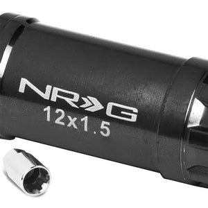 NRG Black Closed End Spline M12x1.5 Steel Wheel/Rim Lock Lug Nuts+Adapter Key-Car & Truck Wheels-BuildFastCar