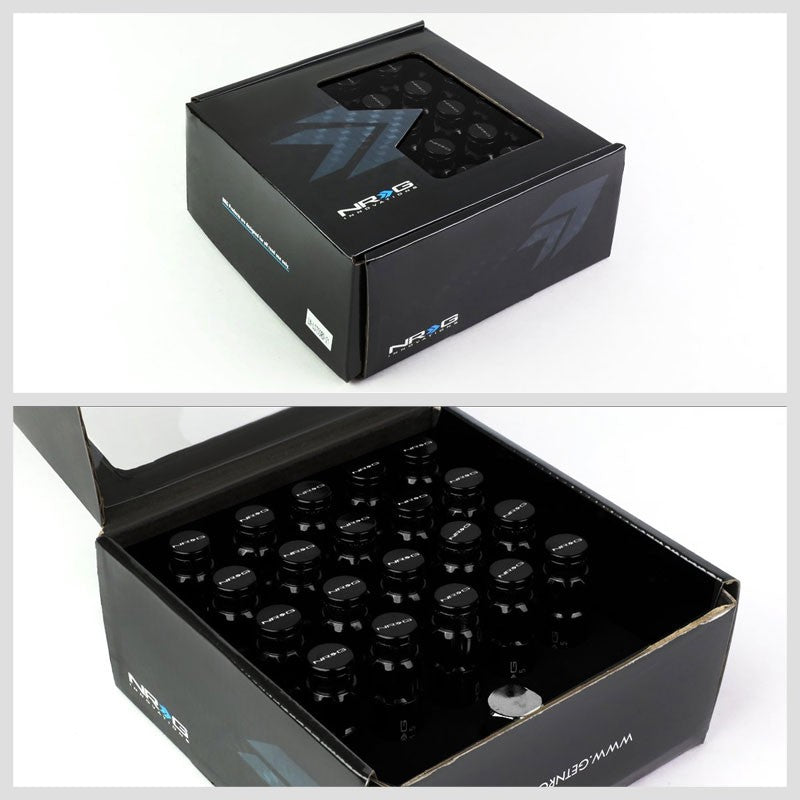 NRG Black Closed End Spline M12x1.5 Steel Wheel/Rim Lock Lug Nuts+Adapter Key-Car & Truck Wheels-BuildFastCar