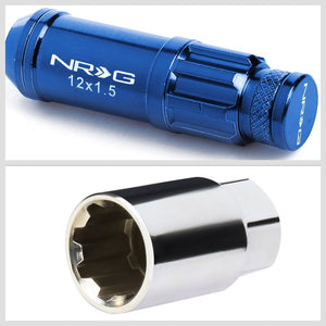 NRG Blue Closed End Spline M12x1.5 Steel Wheel/Rim Lock Lug Nuts+Adapter Key-Car & Truck Wheels-BuildFastCar