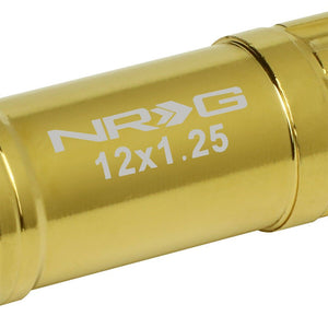 NRG Chrome Gold Closed End Spline M12x1.5 Steel Wheel/Rim Lock Lug Nuts+Key-Car & Truck Wheels-BuildFastCar