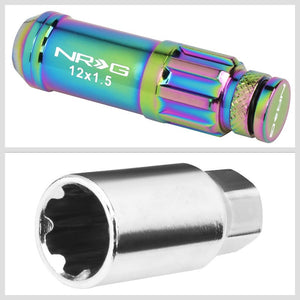 NRG Neo Chrome Closed End Spline M12x1.5 Steel Wheel/Rim Lock Lug Nuts+Key-Car & Truck Wheels-BuildFastCar