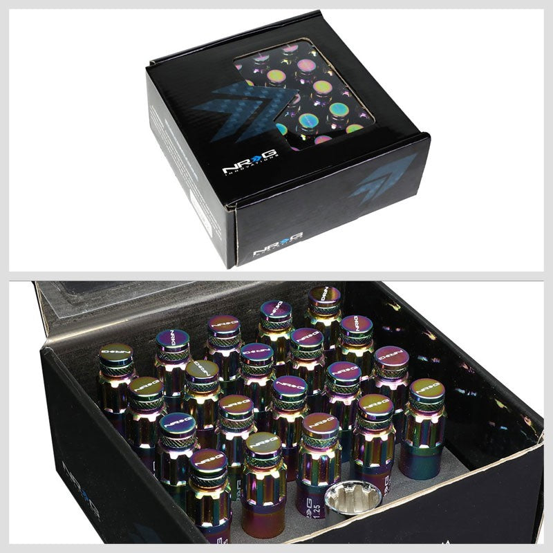 NRG Neo Chrome Closed End Spline M12x1.5 Steel Wheel/Rim Lock Lug Nuts+Key-Car & Truck Wheels-BuildFastCar