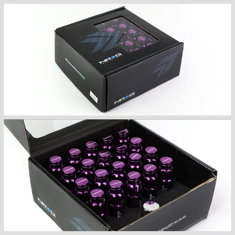 NRG Purple Closed End Spline M12x1.5 Steel Wheel/Rim Lock Lug Nuts+Adapter Key-Car & Truck Wheels-BuildFastCar