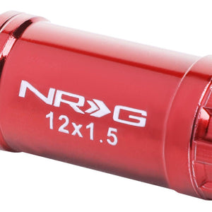 NRG Red Closed End Spline M12x1.5 Steel Wheel/Rim Lock Lug Nuts+Adapter Key-Car & Truck Wheels-BuildFastCar