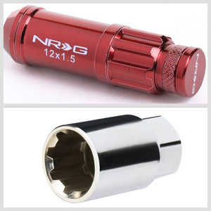 NRG Red Closed End Spline M12x1.5 Steel Wheel/Rim Lock Lug Nuts+Adapter Key-Car & Truck Wheels-BuildFastCar