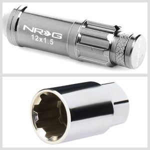 NRG Silver Closed End Spline M12x1.5 Steel Wheel/Rim Lock Lug Nuts+Adapter Key-Car & Truck Wheels-BuildFastCar