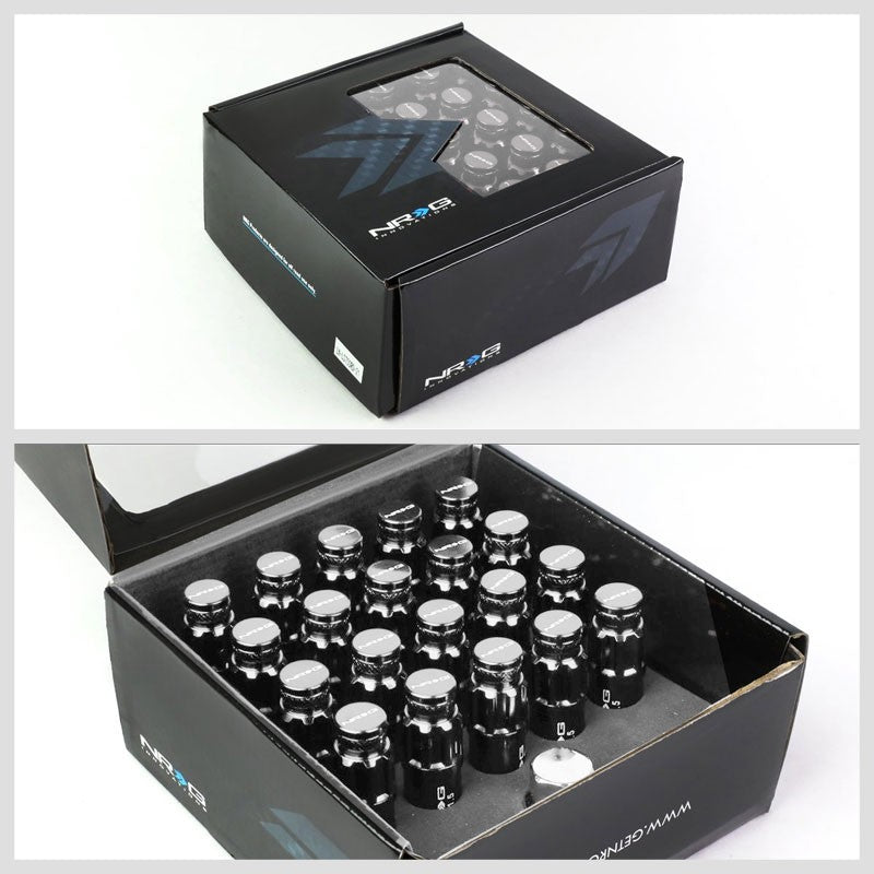 NRG Silver Closed End Spline M12x1.5 Steel Wheel/Rim Lock Lug Nuts+Adapter Key-Car & Truck Wheels-BuildFastCar