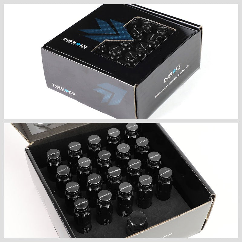 NRG Black Closed End Spline M12x1.25 Steel Wheel/Rim Lock Lug Nuts+Adapter Key-Car & Truck Wheels-BuildFastCar