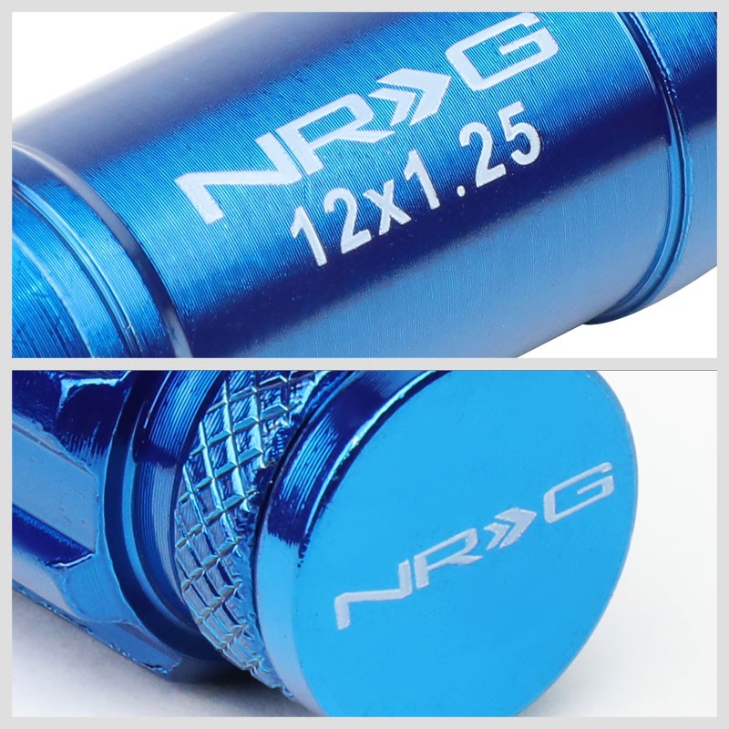 NRG Blue Closed End Spline M12x1.25 Steel Wheel/Rim Lock Lug Nuts+Adapter Key-Car & Truck Wheels-BuildFastCar