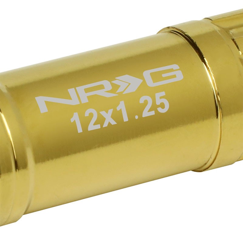 NRG Chrome Gold Closed End Spline M12x1.25 Steel Wheel/Rim Lock Lug Nuts+Key-Car & Truck Wheels-BuildFastCar