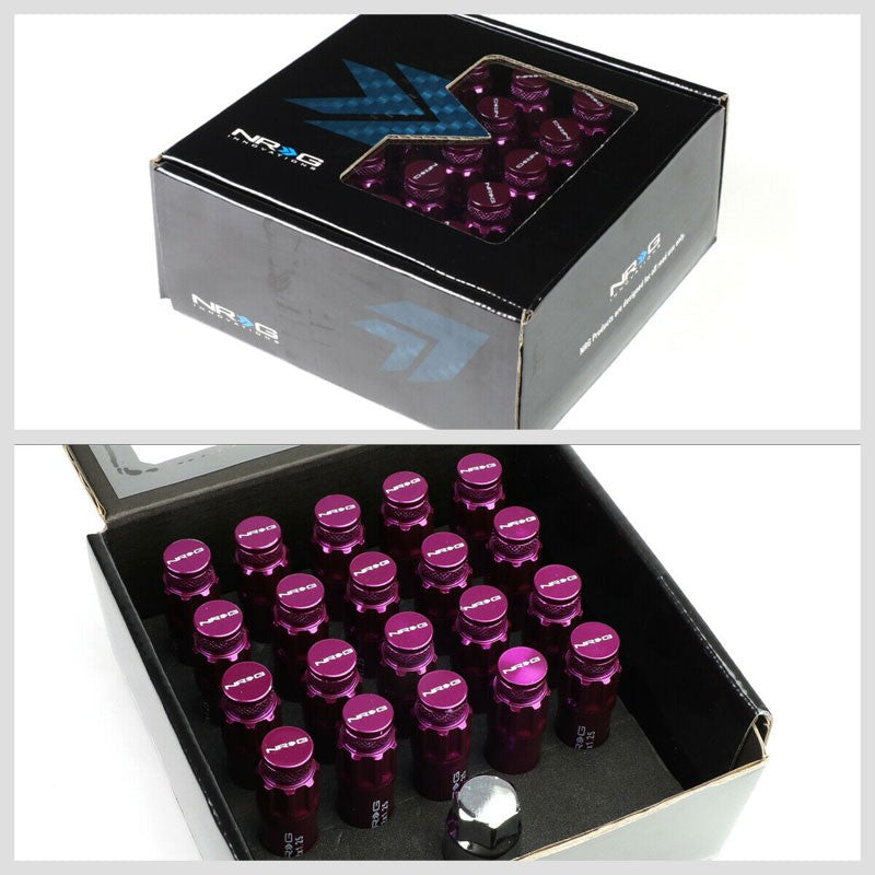 NRG Purple Closed End Spline M12x1.25 Steel Wheel/Rim Lock Lug Nuts+Adapter Key-Car & Truck Wheels-BuildFastCar
