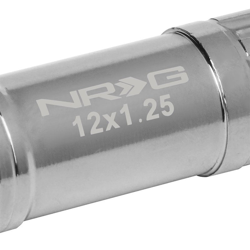 NRG SIlver Closed End Spline M12x1.25 Steel Wheel/Rim Lock Lug Nuts+Adapter Key-Car & Truck Wheels-BuildFastCar