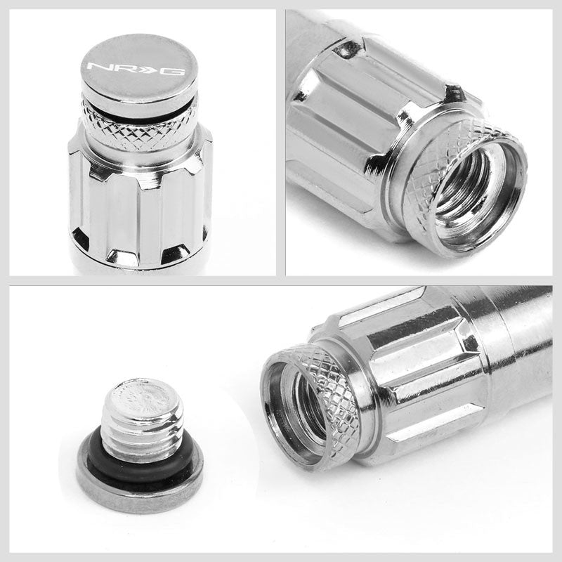 NRG SIlver Closed End Spline M12x1.25 Steel Wheel/Rim Lock Lug Nuts+Adapter Key-Car & Truck Wheels-BuildFastCar
