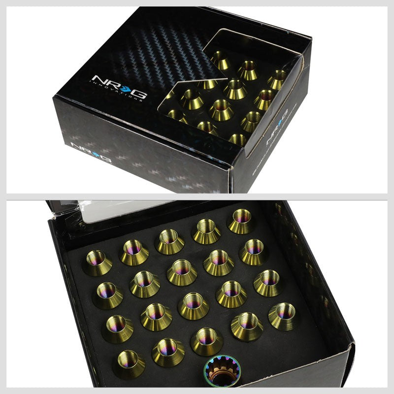 NRG Neo Chrome Open End Spline M12x1.5 Titanium Wheel/Rim Lock Lug Nuts+Key-Car & Truck Wheels-BuildFastCar