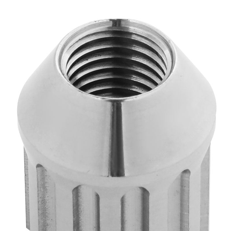 NRG SIlver Open End Spline M12x1.5 Titanium Wheel/Rim Lock Lug Nuts+Adapter Key-Car & Truck Wheels-BuildFastCar