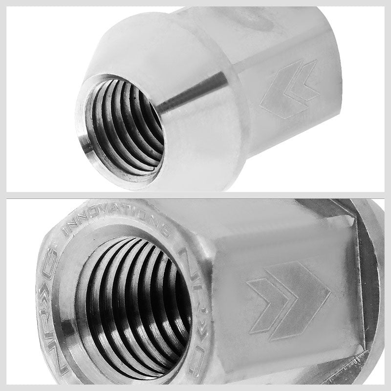NRG SIlver Open End Spline M12x1.5 Titanium Wheel/Rim Lock Lug Nuts+Adapter Key-Car & Truck Wheels-BuildFastCar