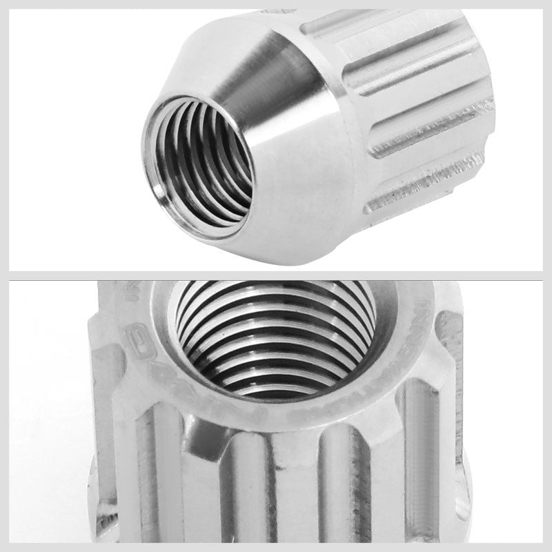 NRG SIlver Open End Spline M12x1.5 Titanium Wheel/Rim Lock Lug Nuts+Adapter Key-Car & Truck Wheels-BuildFastCar