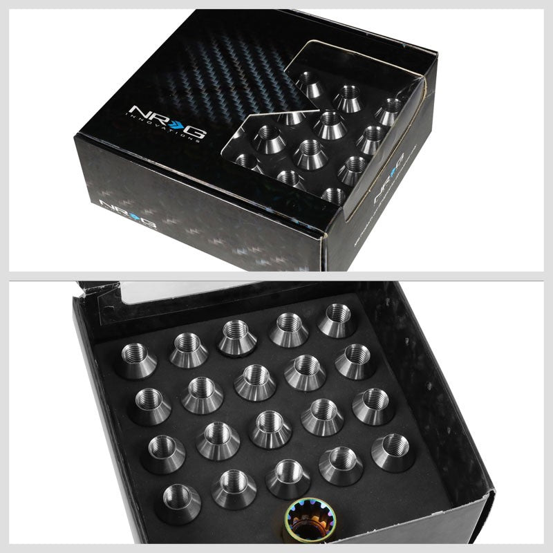 NRG SIlver Open End Spline M12x1.5 Titanium Wheel/Rim Lock Lug Nuts+Adapter Key-Car & Truck Wheels-BuildFastCar