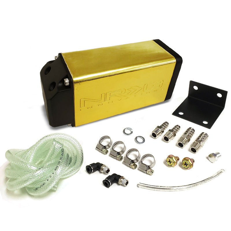 750ML NRG Gold Aluminum Engine Valve Oil Catch Tank Reservoir Can+Hose+Mount-Performance-BuildFastCar