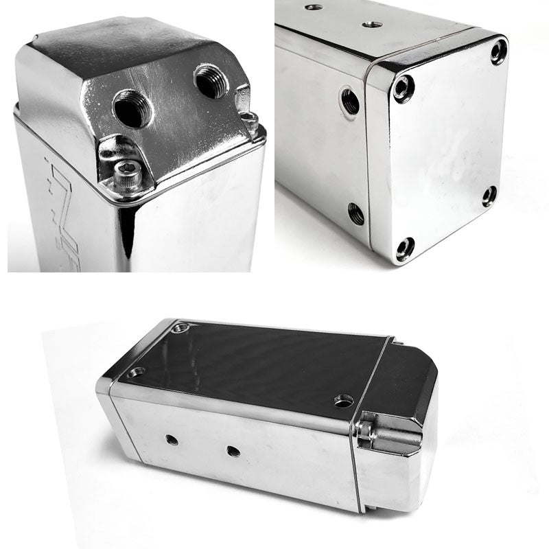 750ML NRG Chrome Aluminum Engine Valve Oil Catch Tank Reservoir Can+Hose+Mount-Performance-BuildFastCar