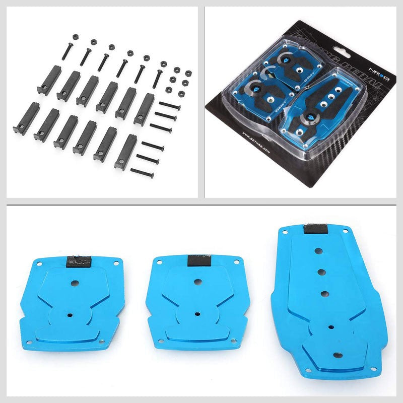 NRG NRG-PDL-200BL Brake/Gas/Clutch Manual MT Race Foot Pedal Plates Cover Set-Pedals & Pads-BuildFastCar